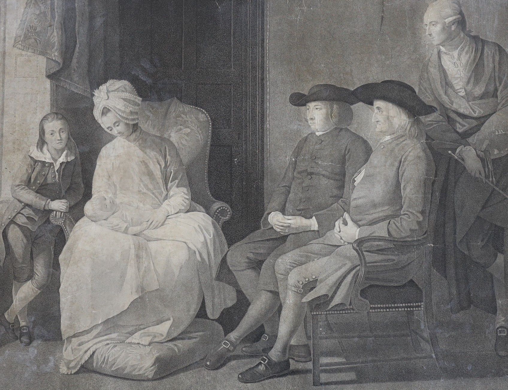 Facius after Benjamin West, copper engraving, 'Mr West and Family', overall 54 x 67cm